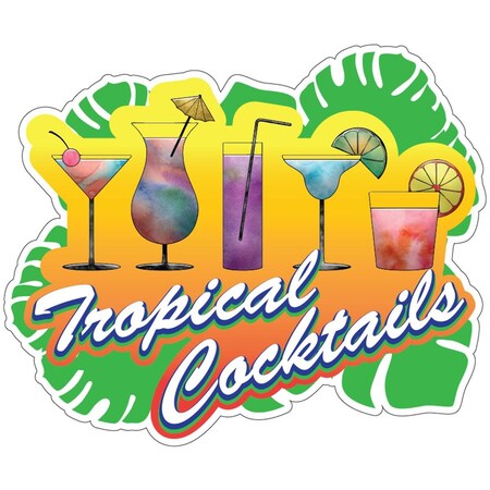 Amistad 24 in. Decal Concession Stand Food Truck Sticker - Tropical Cocktails AM2016320